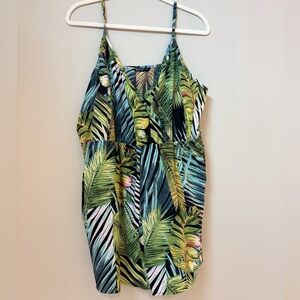 SHEIN Tropical Leaf Print Romper